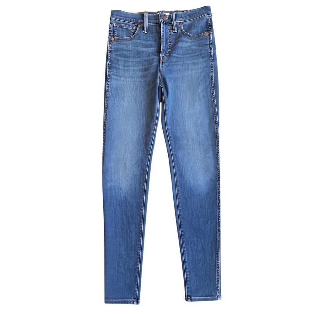 EUC Madewell 10 Inch High Rise Skinny Jeans Medium Blue Wash Denim Size 27 - Picture 2 of 5